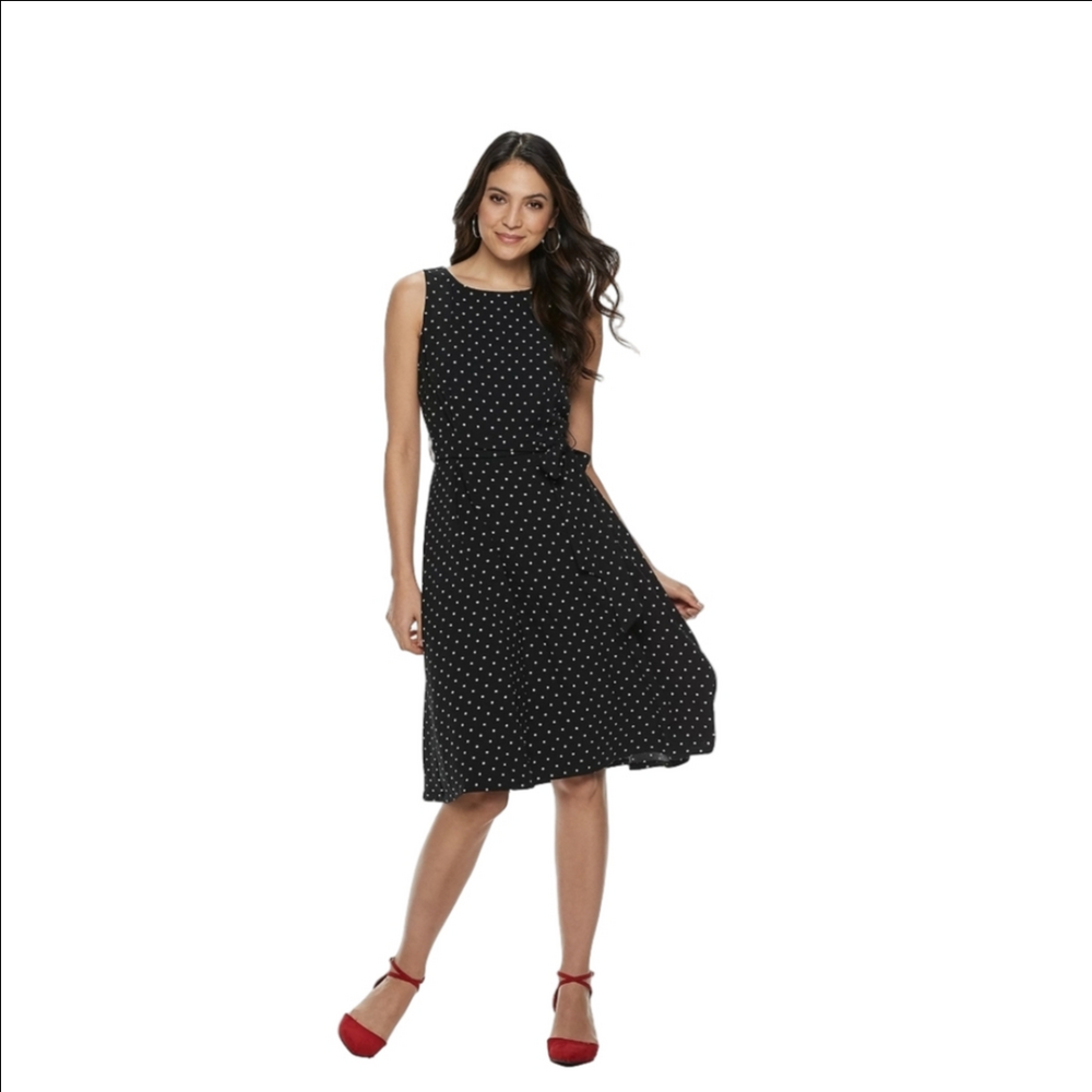 ELLE Polka Dot Black Dress